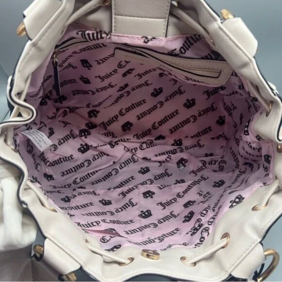 Juicy Couture The Key to Juicy Large Tote Handbag Black & Cream NWT - Picture 8 of 9